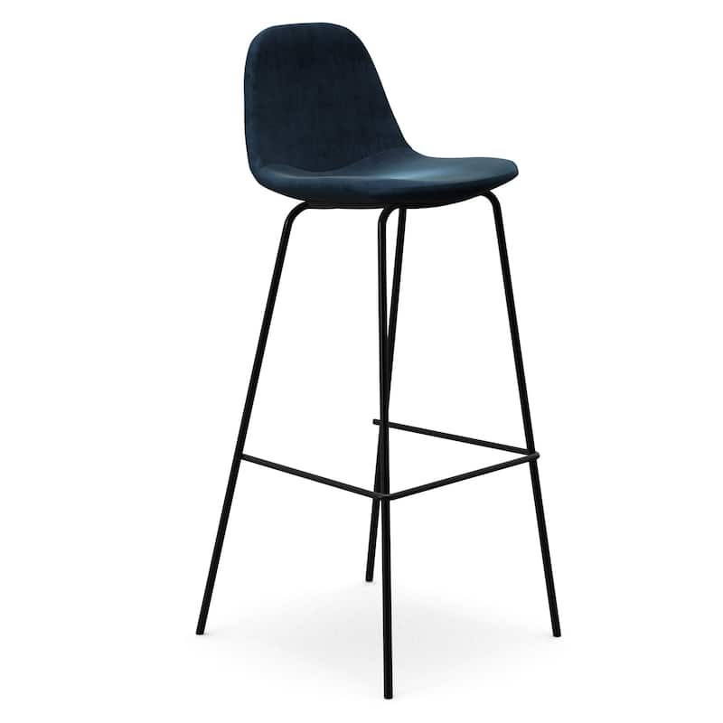 Maxine Velvet Bar Height Stools Black Legs (Set of 2)