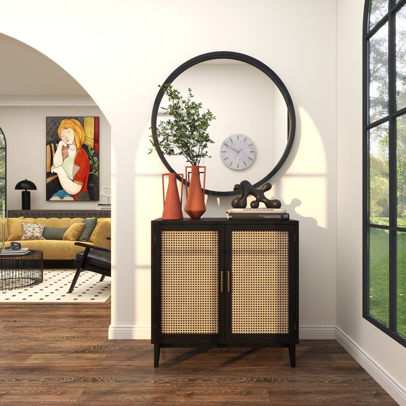 Orange Metal Decorative Vase with Handles (Set of 2)