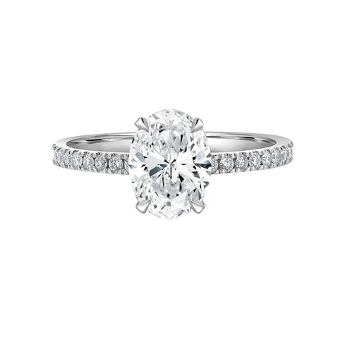 Auriya Lab Grown 1 1/3 ct Oval Cut with Hidden Halo Diamond Engagement Ring in 14k Gold