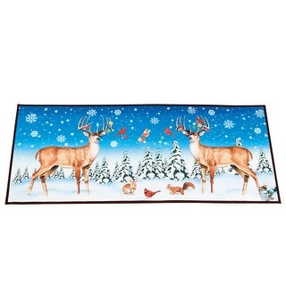 Christmas Deer and Cardinals Skid-Resistant Runner Rug - 20