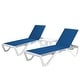 preview thumbnail 71 of 74, Kozyard Alan Full Flat Aluminum and Polypropylene Resin Legs Patio Reclining Adjustable Chaise Lounge 2 Blue Textilence W/Table