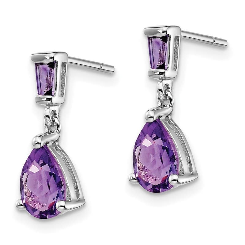 Curata 14k White Gold Amethyst Dangle Post Earrings 18x5mm