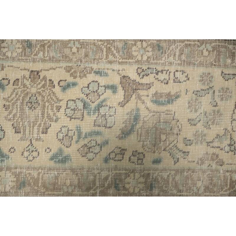 Hand Knotted Oriental 100% Wool Carpet Traditional Floral Beige & Ivories Tabriz Area Rug - 11' 8'' X 8' 1''