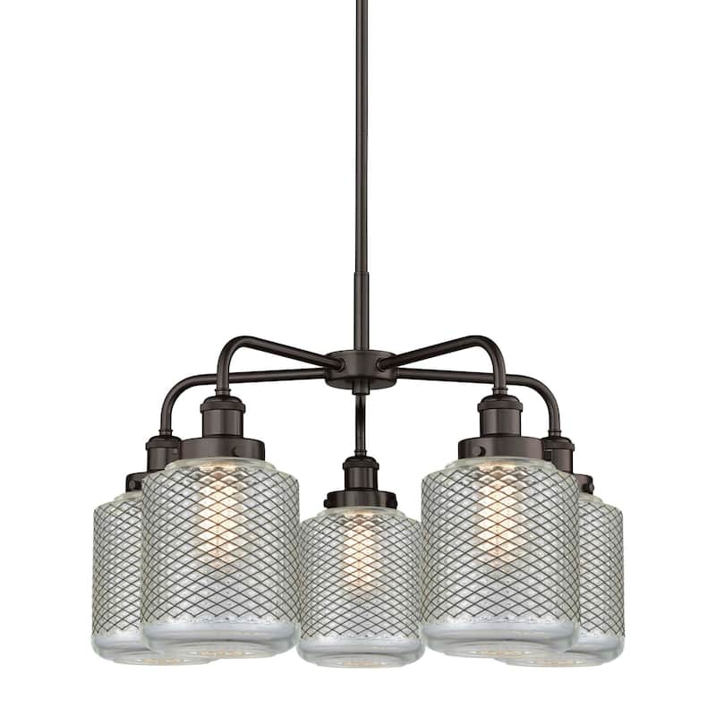 Innovations Lighting 916-5CR-15-24 Edison Chandelier Edison 5 Light - Oil Rubbed Bronze / Clear Wire Mesh