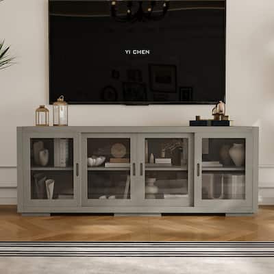 Vintage TV Cabinet Buffet Cabinet Entertainment Center Gray Brown