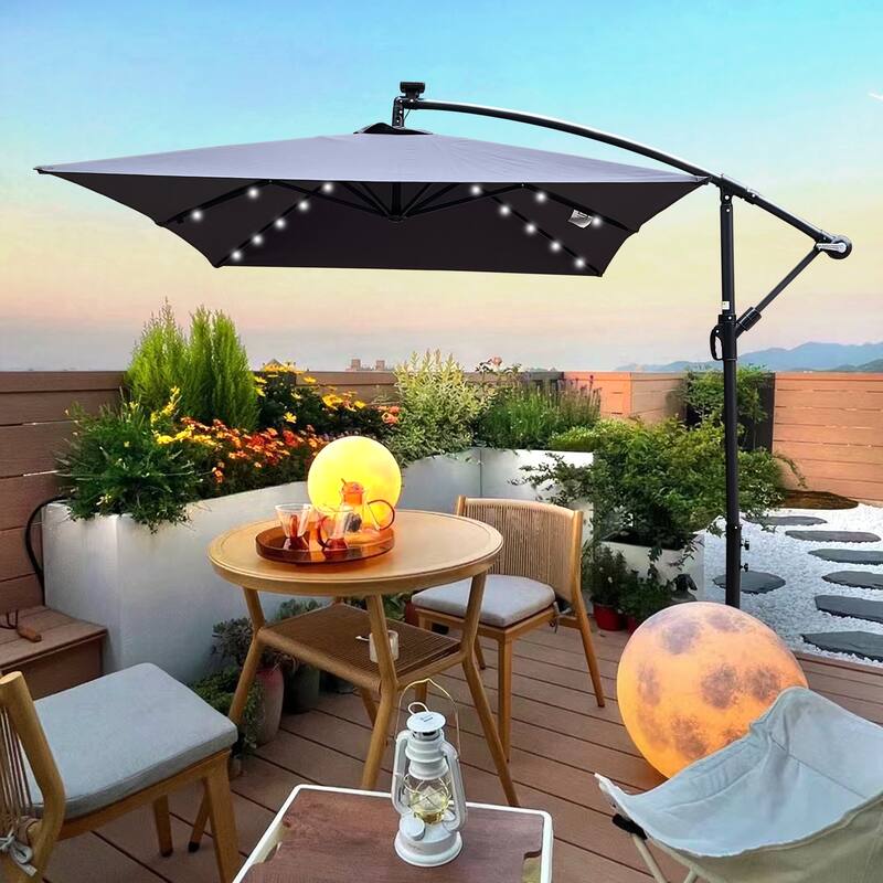 Rectangle 2x3M Outdoor Patio Umbrella Solar Powered LED Lighted