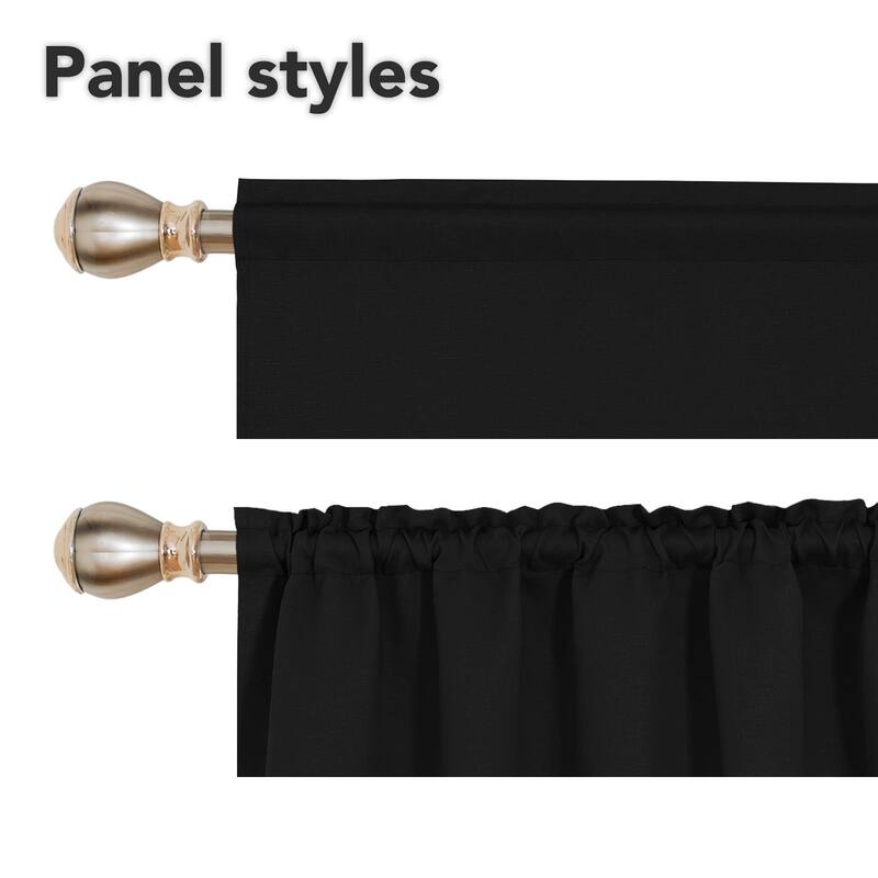 Rod Pocket Solid Window Valance for Kitchen (2 Panels)