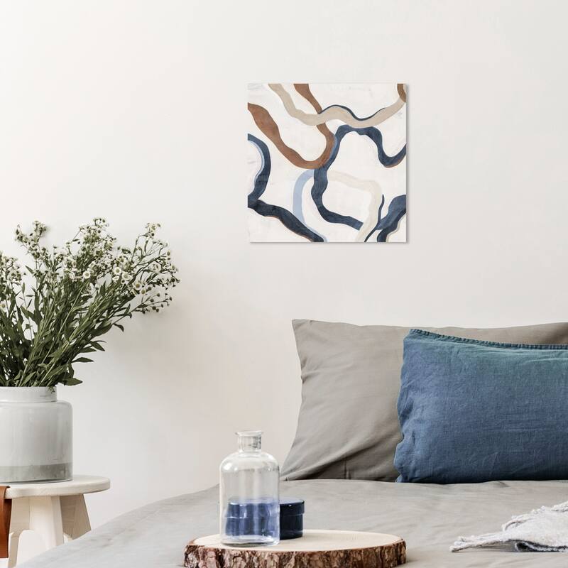 Wynwood Studio Abstract Paths of Life IV White and Cream White Modern & Contemporary Wall Art Canvas Print - 12 x 12