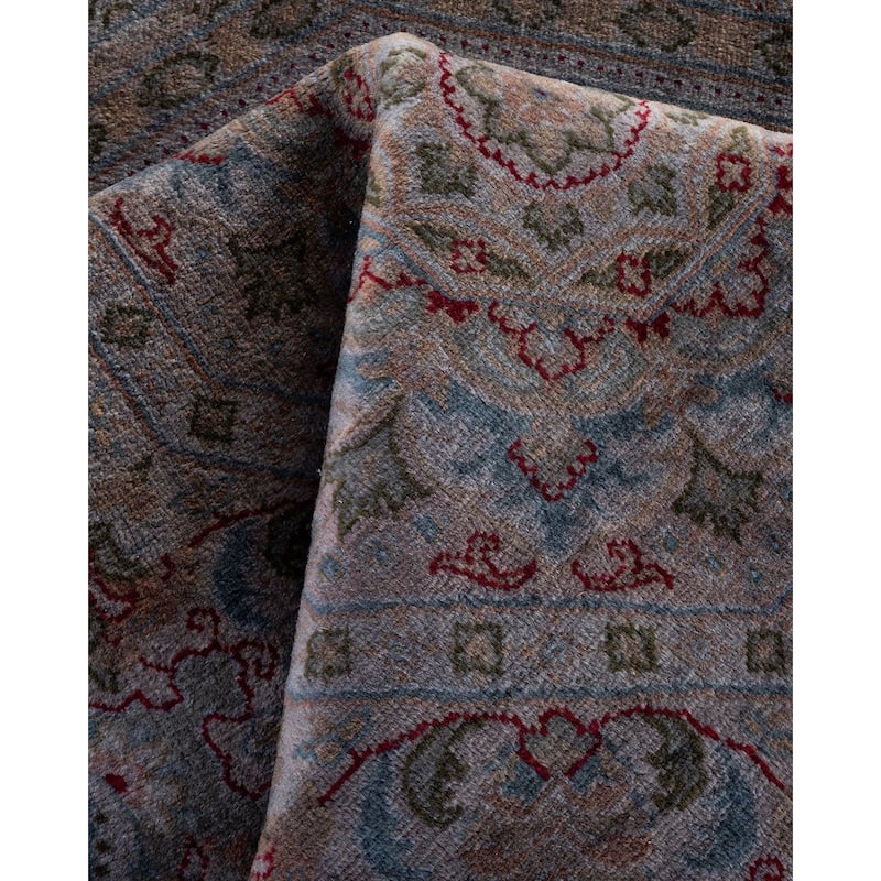 Overton Hand Knotted Wool Vintage Inspired Modern Contemporary Overdyed Gray Octagon Area Rug - 4' 4" x 4' 4"