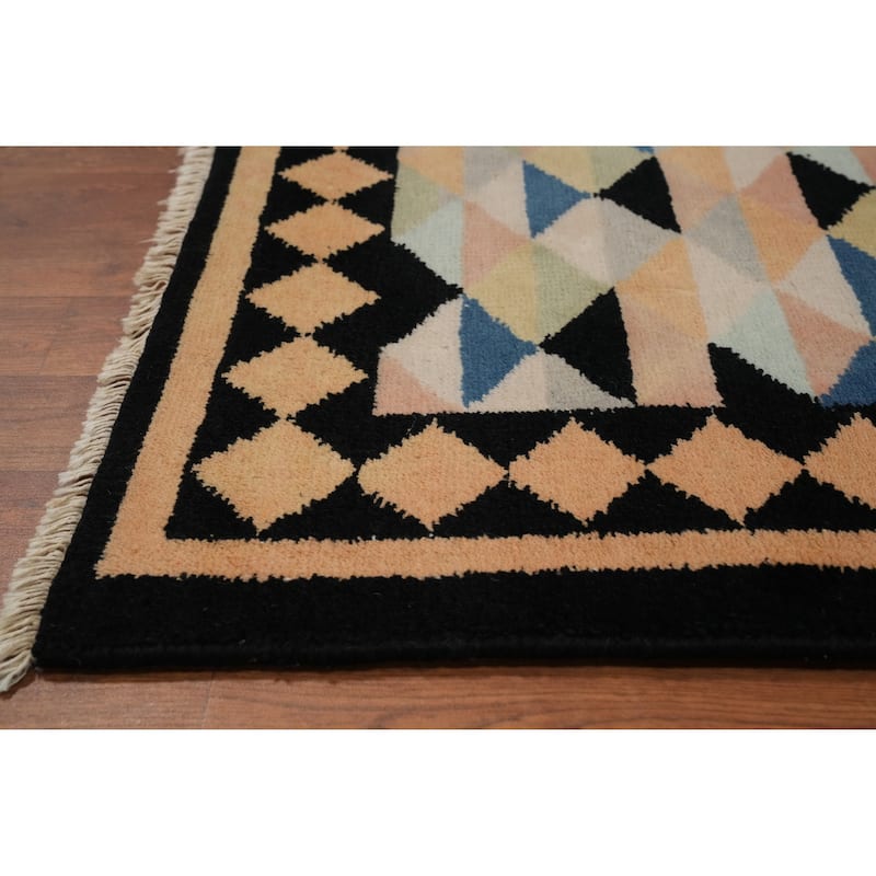 Hand-knotted Tribal Wool Multi-Colored Geometric Oriental Area Rug - 8' 9'' X 6' 0''