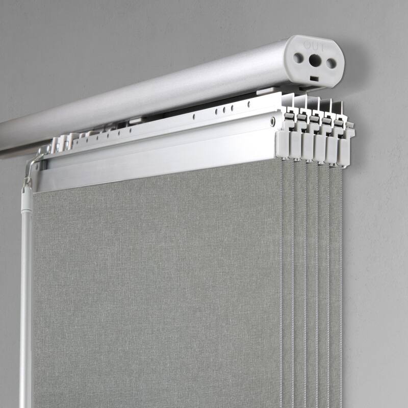InStyleDesign Lucinda 6-Panel Single Rail Panel Track Extendable 70"-130"W x 94"H, Panel width 23.5" - 130"W x 94"H - Satin Nickel Track