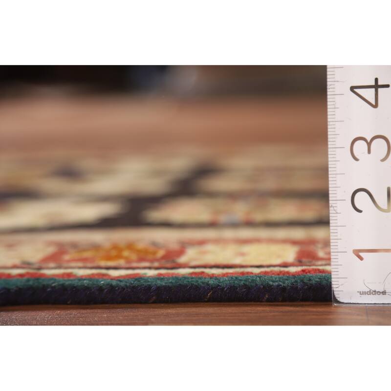 Geometric Black Shiraz Persian Vintage Area Rug Handmade Wool Carpet - 3'2"x 5'2"