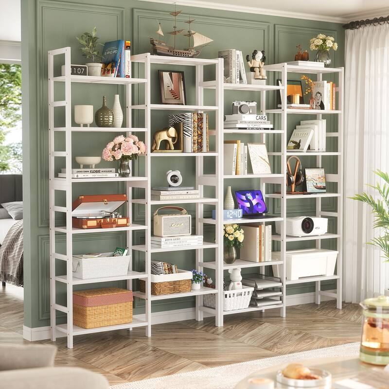 6-Tier Solid Bamboo Bookcase,Large Freestanding Open Bookshelf with 17 Display Shelves,Easy To Assemble