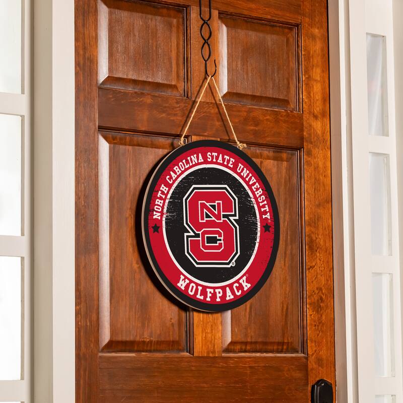 North Carolina State University Wooden Door Decor Wall Sign - Multi-Color - 18 x 18