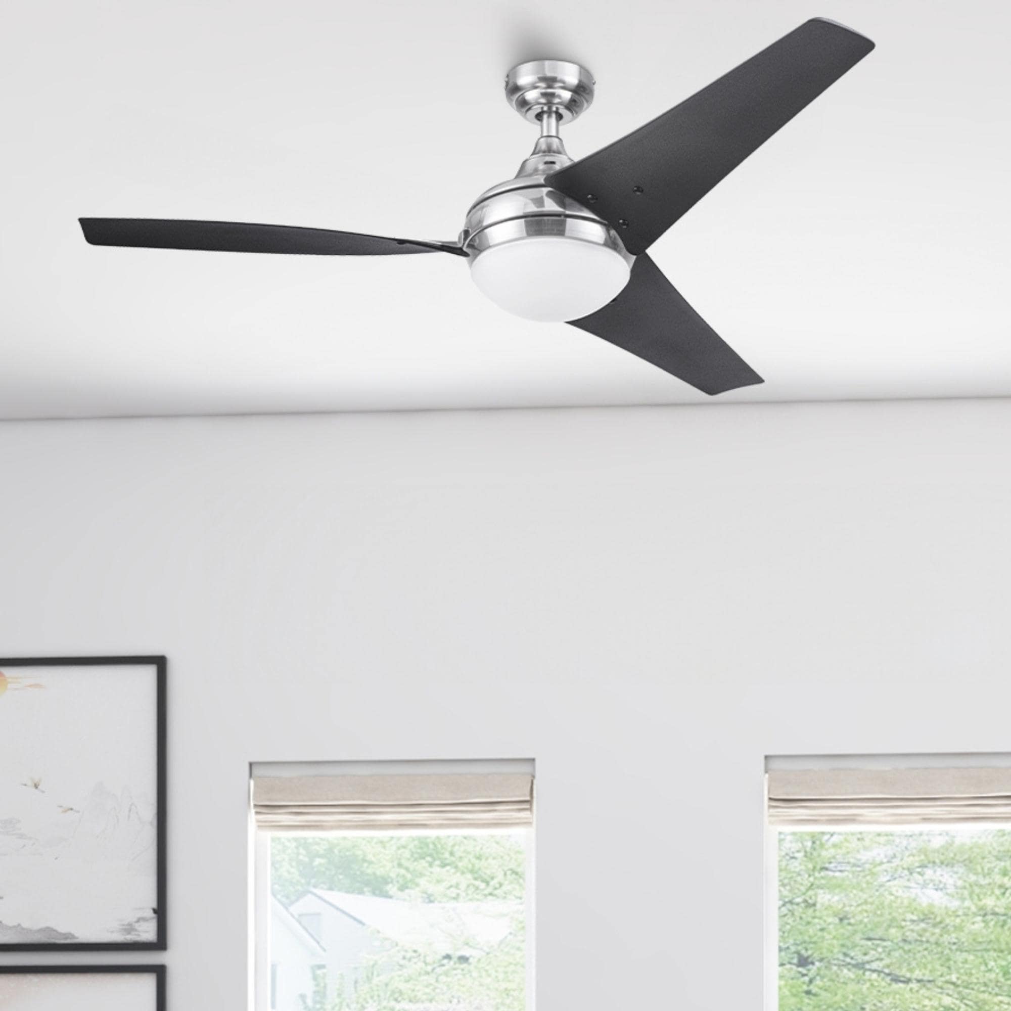 52" Honeywell Neyo Brushed Nickel Contemporary Indoor LED Ceiling Fan with Light, Remote Control