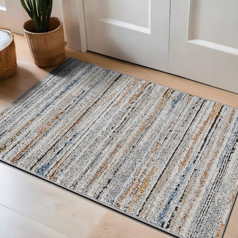 Multi-Tonal Area Rug for Living Room, Entryway, or Playroom - Easy to Clean and Family Friendly - 2' x 3'