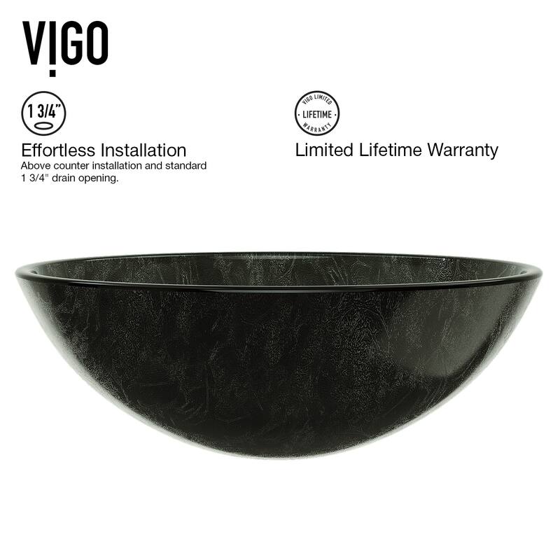 VIGO Giovanni 17"L x 17"W Glass Vessel Sink and Linus 12"H Faucet Set