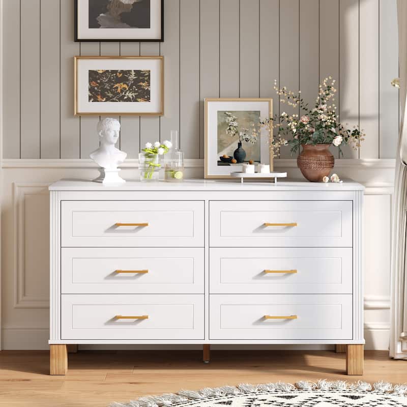6-Drawer Double Dresser Modern Storage Cabinet