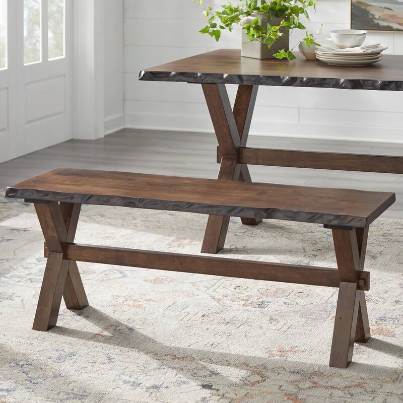 Simple Living Mandeville Live Edge Solid Wood Bench - Single - Walnut - Short