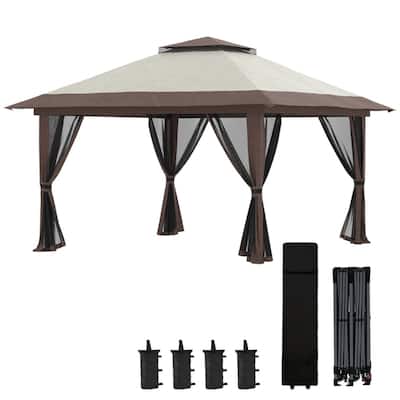 Steel and Polyester Pop-Up Outdoor Foldable Gazebo - 154.3" L x 154.3" W x 111.4" H