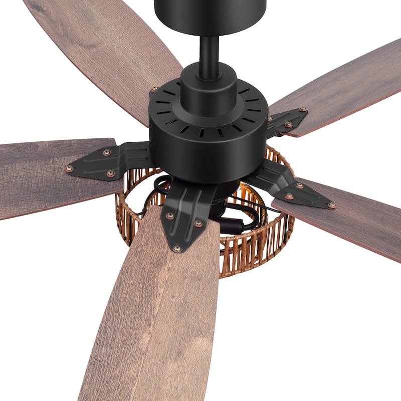 52" Farmhouse 5-Blade Ceiling Fan with Light and Remote