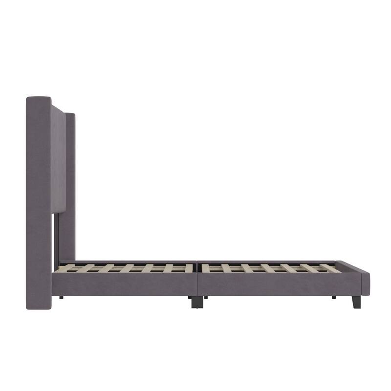 Upholstered Platform Bed with Wingback Headboard