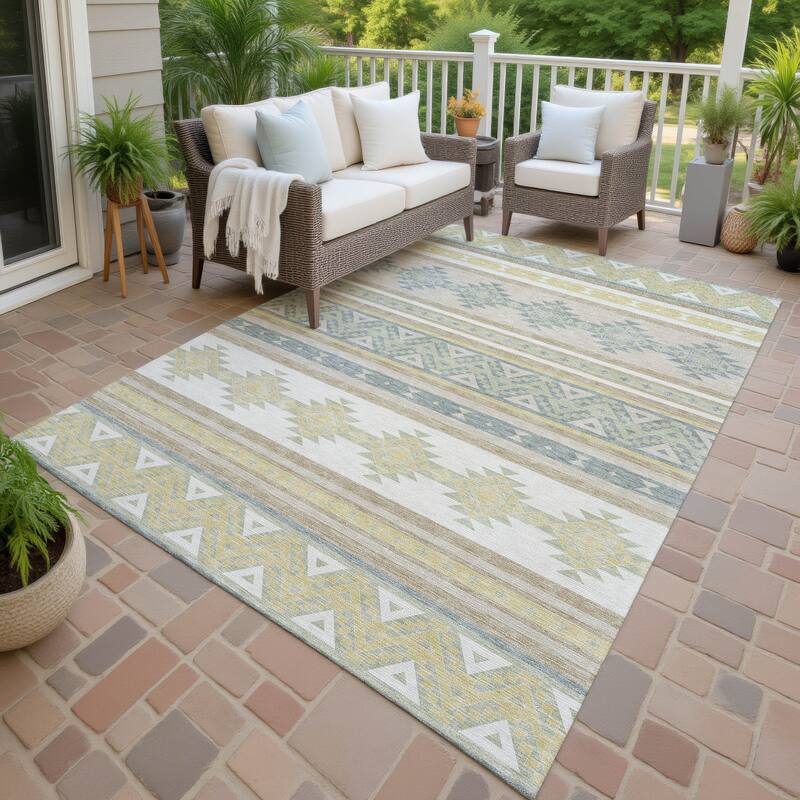 Machine Washable Indoor/ Outdoor Global Heston Chantille Rug - Ivory - 9' x 12'
