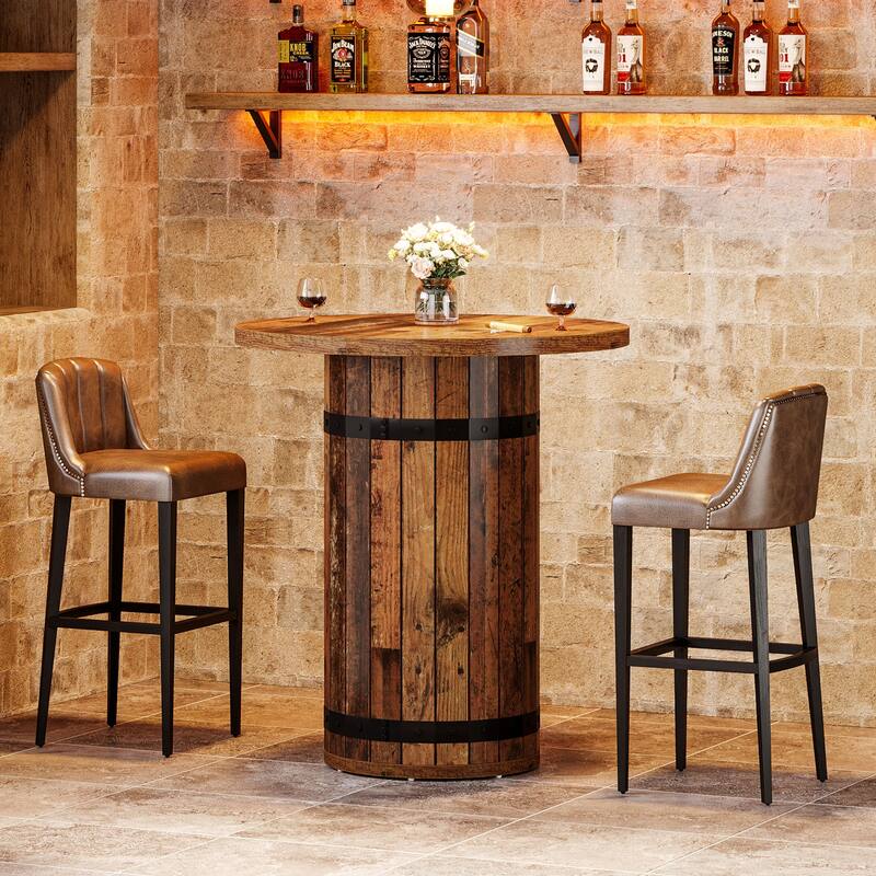 39.4 Inch Bar Height, Round Bar Table, Bistro Pub Table for Kitchen