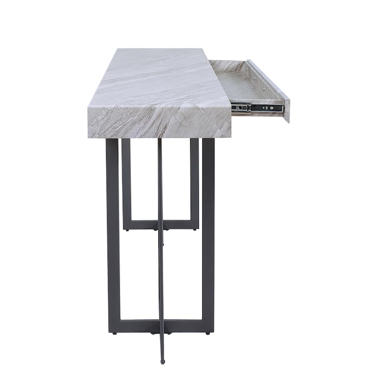 Granala Contemporary Grey 47-inch Faux Marble Sofa Table with Drawer by Furniture of America