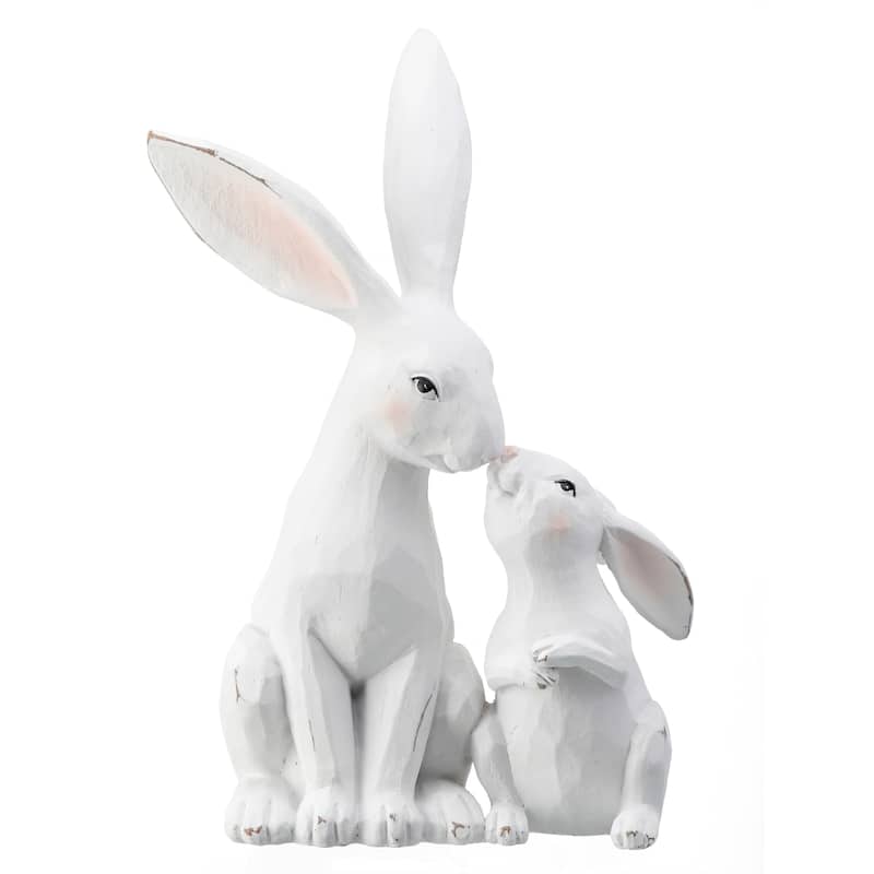 Resin Bunny Kissing Baby 10.5"