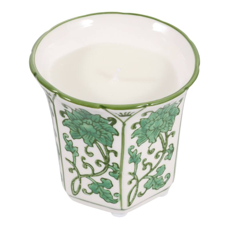 Modern Chinoiserie Ceramic Candle - Lavender Verbena Scented - 4.0"