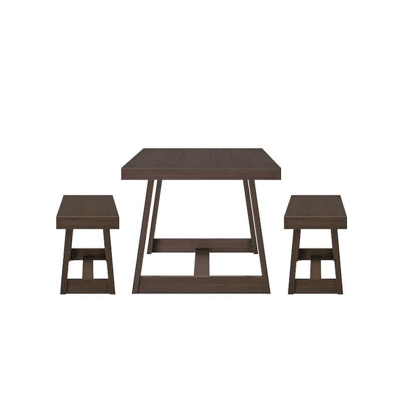 Plank and Beam 72" Classic Dining Table and Benches Set