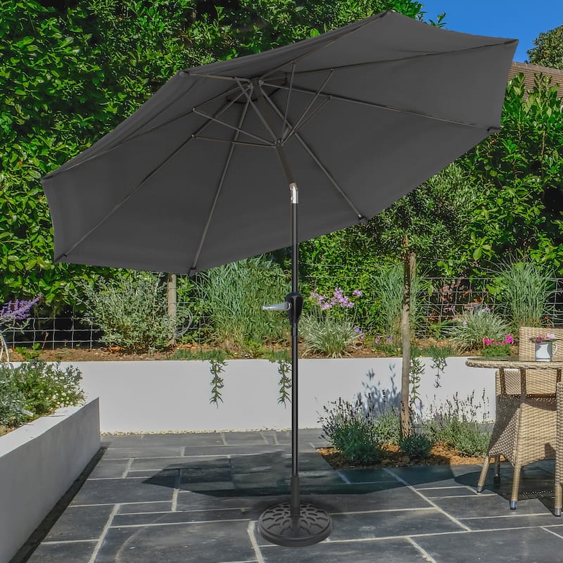 Patio Umbrella with Auto Tilt - 10FT Easy Crank Outdoor Umbrella with Vented Canopy by Pure Garden (Gray) - Gray