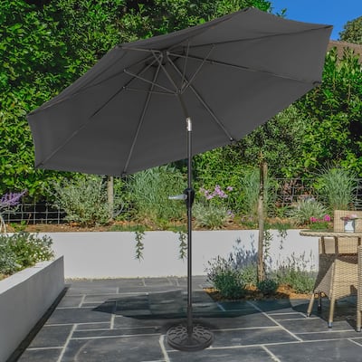 Patio Umbrella with Auto Tilt - 10FT Easy Crank Outdoor Umbrella with Vented Canopy by Pure Garden (Gray)
