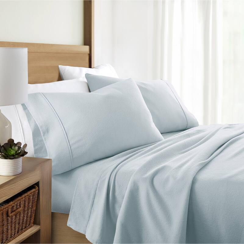 Becky Cameron 4 Piece Solid Cotton Brushed Flannel Deep Pocket Sheet Set