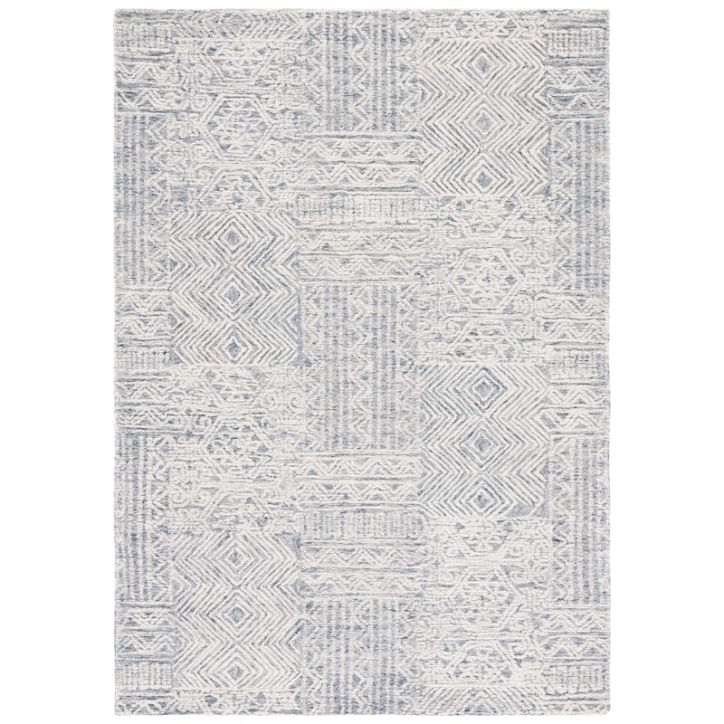 SAFAVIEH Handmade Abstract Edmonde Modern Tribal Wool Rug - 6' Square - Grey/Ivory