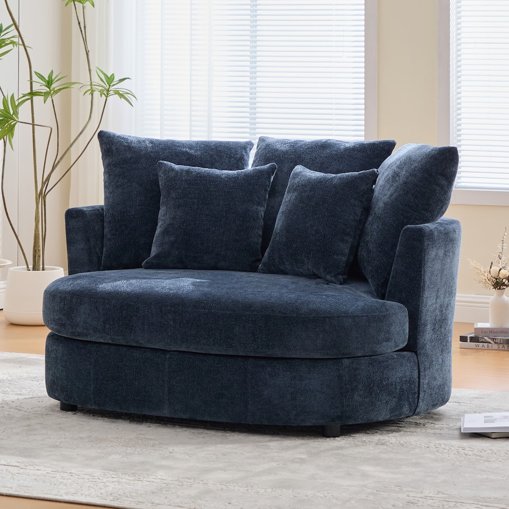 55" W Accent Barrel Chair,Modern Oversized Sofa Chair with 5 Pillows-No Rotation（Assembly required）