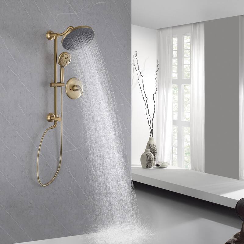 Modland High Pressure 5-Way 10'' Rain Shower Head Black with Handheld Shower Slide Bar