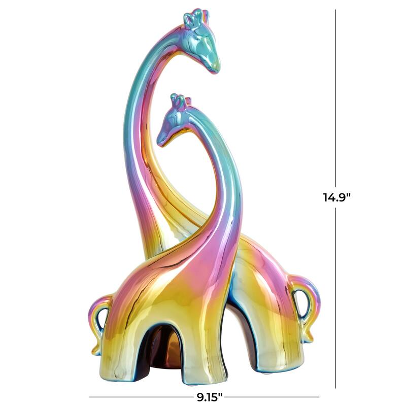Silver or Multi Colored Ceramic Giraffe Sculpture