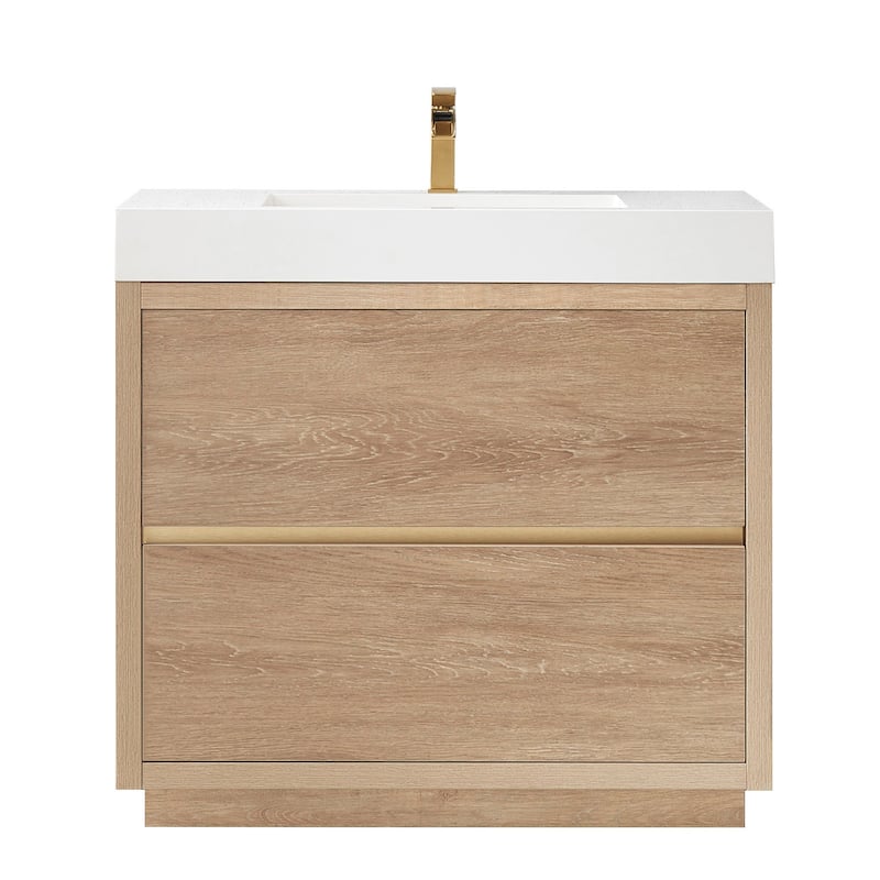Huesca 36" Single Sink Bath Vanity with White Sink Top, no Mirror