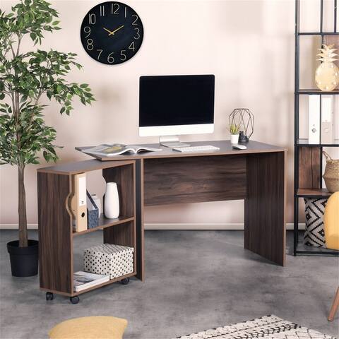 47.4" L Computer Desk & movable bookcase- with castors for small space
