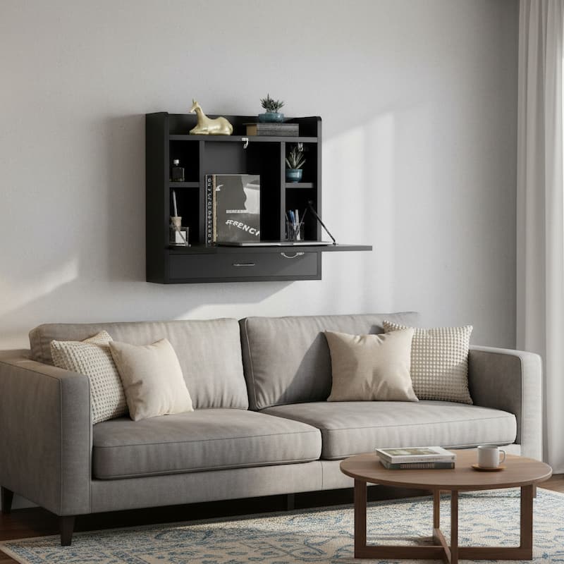 Folding Laptop Writing Computer Makeup Desk Storage Shelves Drawer