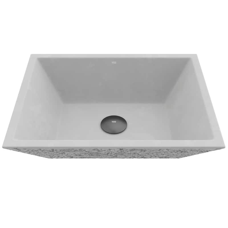 VIGO Vinca 18"L x 14"W x 5"H Matte Stone Rectangular Bathroom Vessel Sink - Concreto Stone