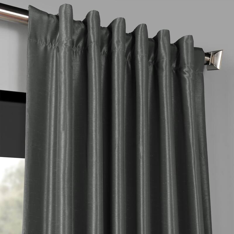 Exclusive Fabrics Blackout Textured Faux Dupioni Silk Curtains (1 Panel) - Luxurious Elegance and Superior Light Control