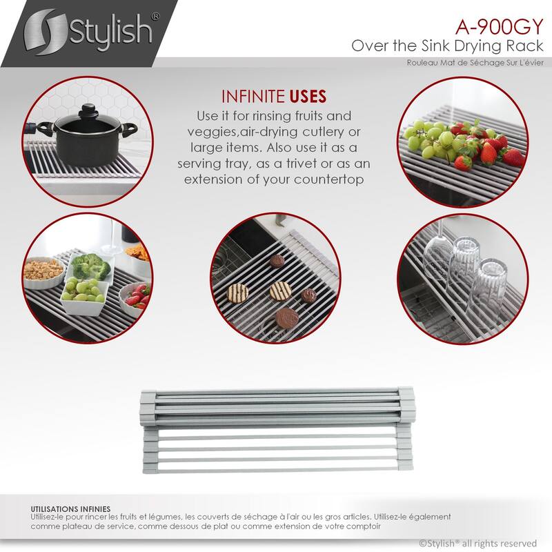 STYLISH 20 inch Over The Sink Rollup Dish Drying Rack Bed Bath