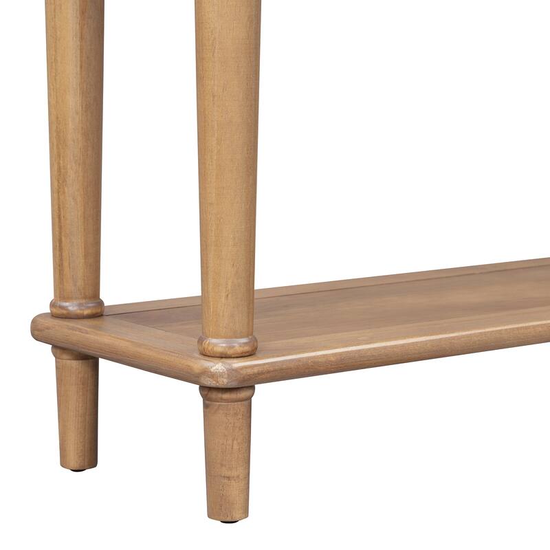 Versatile Hallway Table Old Pine Side Table with 4 Storage Drawers, Accent Table Sofa Table with Bottom Open Shelf