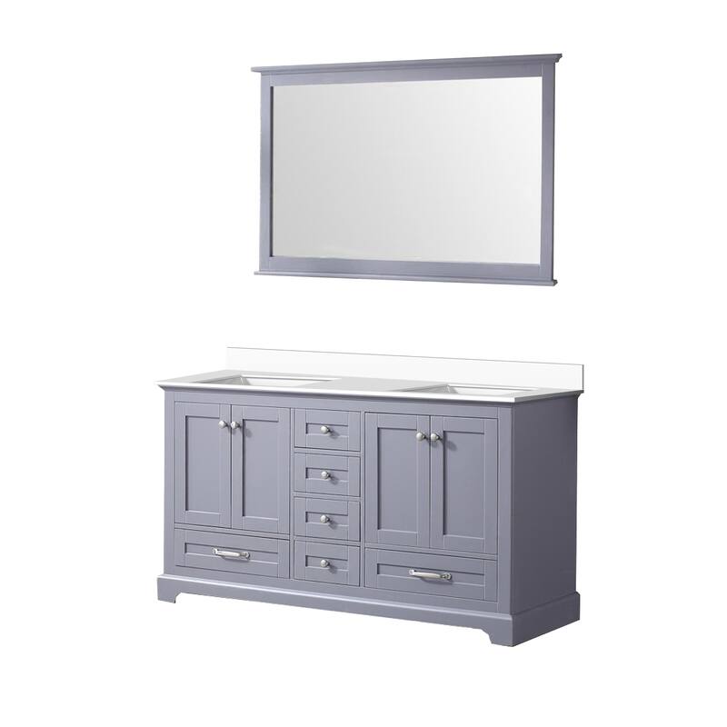 Dukes 60 in. W x 22 in. D White Double Bath Vanity, Cultured Marble Top, and 58 in. Mirror