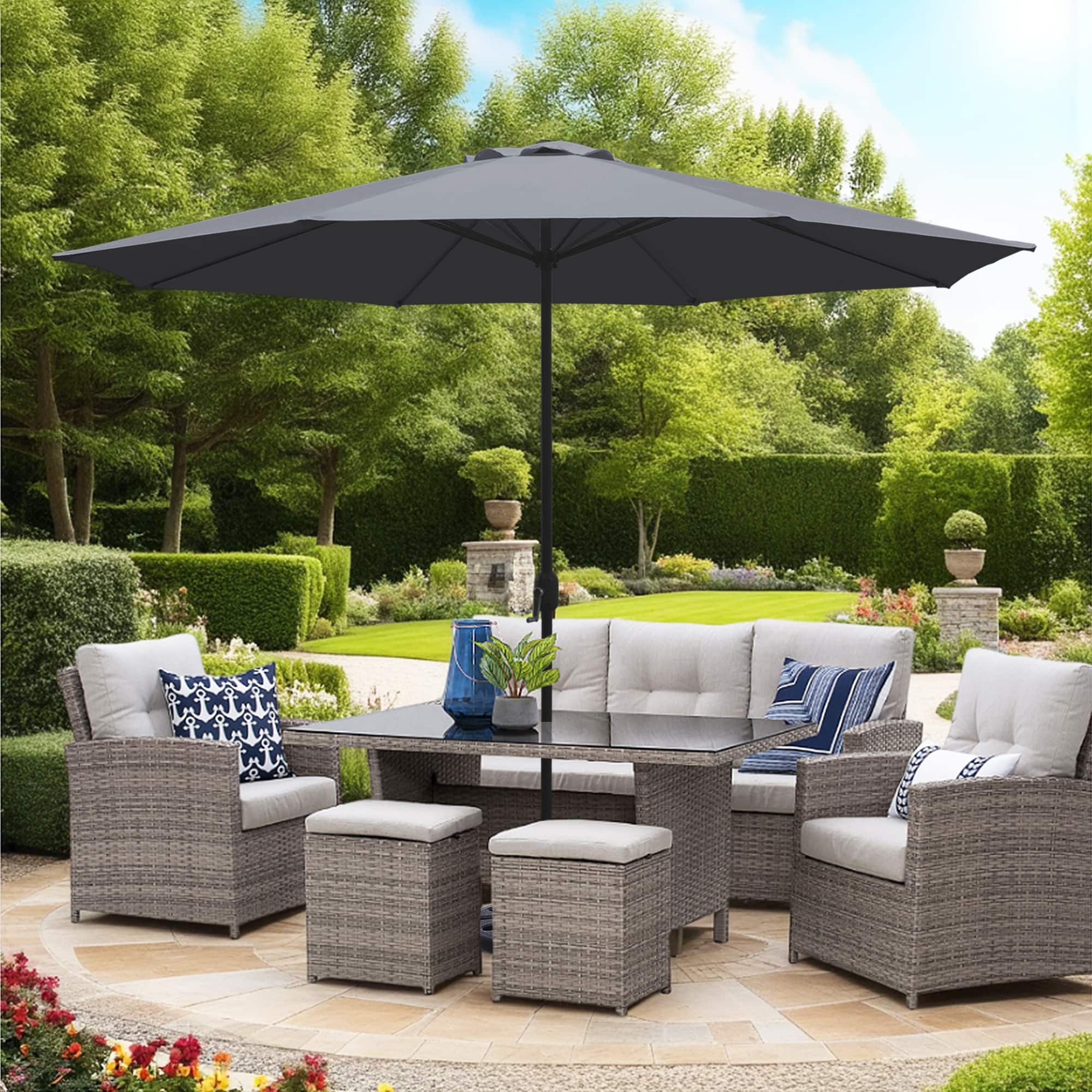 11 foot round patio umbrella PURPLE LEAF 10ft Durable Outdoor Umbrella, UV Umbrella, Grey, Garden Sun They are the best ideal for both residential and commercial locations Galtech 887 11' Cantilever Umbrella,