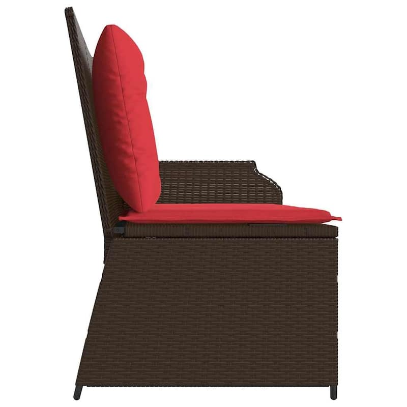 vidaXL Garden Bench with Cushion Brown Poly rattan - 26 x 43 x 37