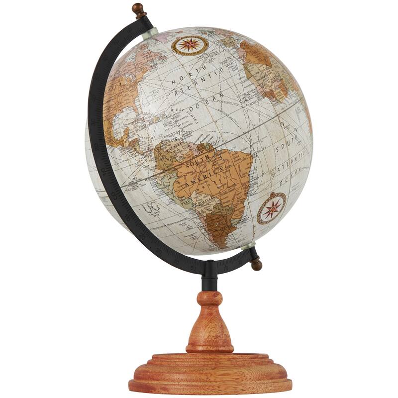 Mango Wood Globe with Wood Base - Brown - Roche River Decor - 8"W x 9"L x 13"H